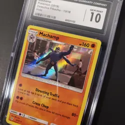 Graded Pokemon Card Detective Pikachu Machamp 13/18 Holo CGC 10 - Image 1