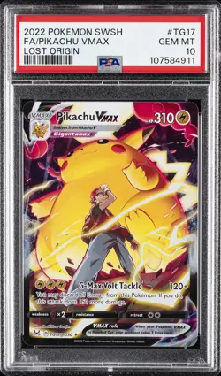 2022 POKEMON SWORD & SHIELD LOST ORIGIN #TG17 FULL ART/PIKACHU VMAX PSA 10 - Image 1