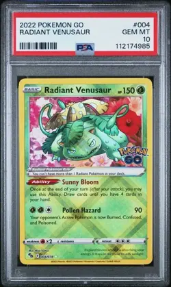 PSA 10 Gem Mint Radiant Venusaur 004/078 Pokemon GO Shiny Holo Pokemon English - Image 1