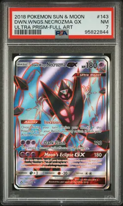2018 POKEMON SUN & MOON ULTRA PRISM #143 DAWN WINGS NECROZMA GX FULL ART PSA 7 - Image 1