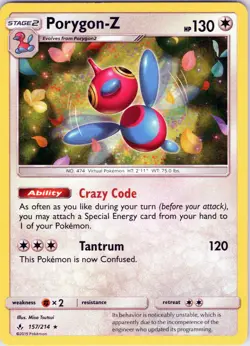 Porygon-Z 157/214 - Pokemon TCG Sun & Moon Unbroken Bonds - Holo Rare (NM) - Image 1