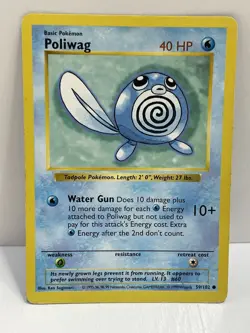 Pokemon WOTC TCG Vintage Poliwag 059/102 Base Set (Shadowless) Regular MP - Image 1