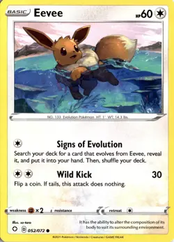 Eevee Common Shining Fates 052/072 Pokemon Card TCG - Image 1