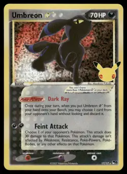 Pokemon Cards Umbreon Star 17/17 Celebrations: Classic Collection NM - Image 1
