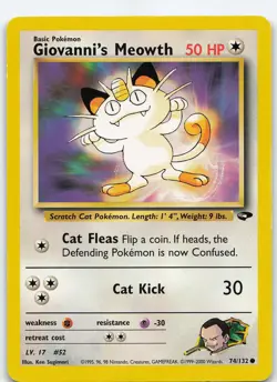 Giovanni's Meowth (74) 074/132 Common Unlimited Gym Challenge LP Pokemon - Image 1