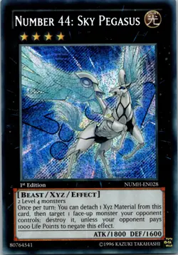 Yugioh Number 44: Sky Pegasus NUMH-EN028 1st Edition Secret Rare NM - Image 1