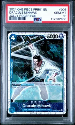Dracule Mihawk Jolly Roger Foil Premium Booster The Best One Piece PSA 10 Gem MT - Image 1