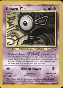 Unown F 48/75 Uncommon WOTC Neo Discovery Pokemon - Image 1