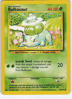 Bulbasaur 044/102 Base Set Common Normal MP Pokemon - Image 1