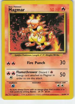 Magmar 036/102 Base Set Uncommon Normal MP Pokemon - Image 1