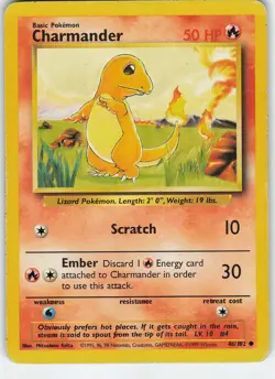Charmander 046/102 Base Set Common Normal MP Pokemon - Image 1