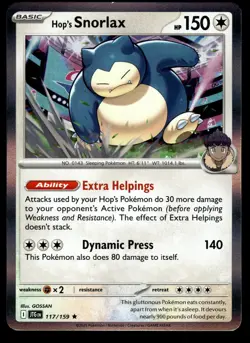 HOP'S SNORLAX 117/159 Rare Journey Together Pokemon Holo NM - Image 1