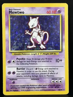 Pokemon TCG Mewtwo Base Set 10/102 Holo Rare 1999 WoTC - LP/MP - Image 1