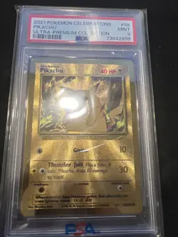 PSA 9 GOLD METAL PIKACHU! MINT! 2021 Pokemon TCG Celebrations Ultra-Premium #58 - Image 1