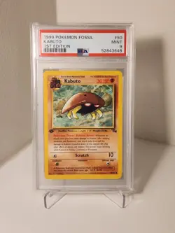 Pokemon Fossil Kabuto 1st Edition 50/62 PSA 9 Mint 1999 - Image 1
