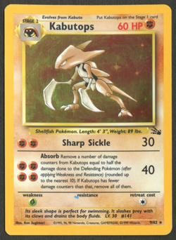 Pokemon TCG: Kabutops 9/62 Fossil WoTC Holo Rare LP - Image 1