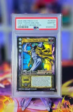 Saw-Tooth Arlong PSA 10 Super Rare Foil One Piece The Quest Begins CCG CH029 - Image 1