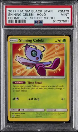 2017 POKEMON SM BLACK STAR PROMO #SM79 SHINING CELEBI-HOLO PSA 9 - Image 1