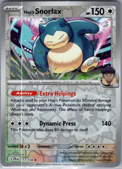 Hop's Snorlax 117/159 Reverse Holo SV09: Journey Together - Pokemon Card - NM - Image 1