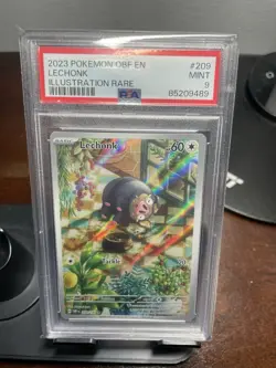 2023 Pokemon Lechonk Rare Card OBF en #209/197 PSA 9 - Image 1