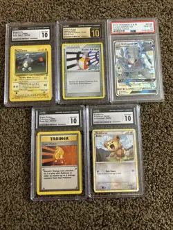 5 Graded Mint 10 Pokemon Cards Lot Psa Cgc Magnemite Trainers And More - Image 1