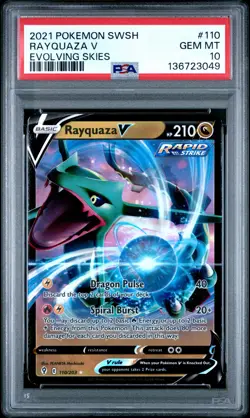 2021 POKEMON SWORD & SHIELD EVOLVING SKIES #110 RAYQUAZA V PSA 10 - Image 1