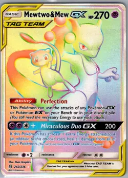 Mewtwo & Mew GX (Secret) 242/236 SM - Unified Minds - Pokemon Card - NM - Image 1
