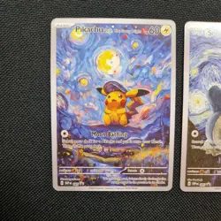 Pikachu & Snorlax with The Starry Night 'CUSTOM MADE' Van Gogh Promo Card Bundle - Image 2