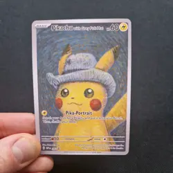Pikachu with Grey Felt Hat 'CUSTOM MADE' Van Gogh Pokemon Promo Card - Image 1