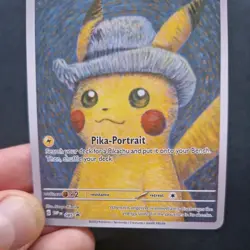 Pikachu with Grey Felt Hat 'CUSTOM MADE' Van Gogh Pokemon Promo Card - Image 2