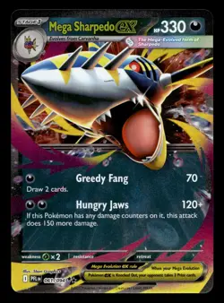 Mega Sharpedo ex 061/094 Double Rare Phantasmal Flames Pokemon NM - Image 1