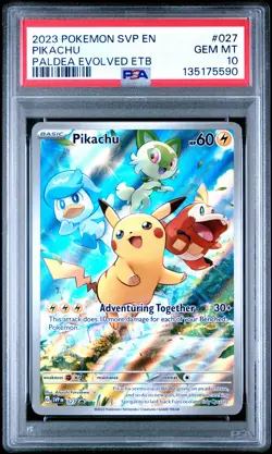 2023 POKEMON SVP EN-SV BLACK STAR PROMO #027 PIKACHU PSA 10 - Image 1