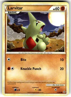 Larvitar - HGSS Unleashed 51/95 Kouki Saitou Pokemon Card LP - Image 1