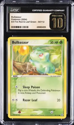 2004 POKEMON EX FIRE RED & LEAF GREEN #54 BULBASAUR CGC 10 PRISTINE - Image 1