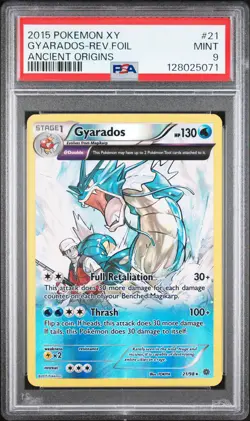 2015 POKEMON XY ANCIENT ORIGINS #21 GYARADOS-REVERSE FOIL PSA 9 - Image 1