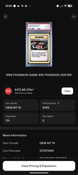 Pokemon Center 85/102 Base Set Unlimited PSA 10 GEM MINT FRESH CERT 1999 WOTC - Image 5