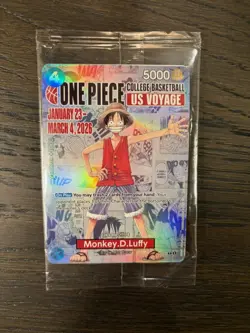 RARE One Piece Monkey D. Luffy US Voyage College Basketball Promo Card SEALED - Image 1