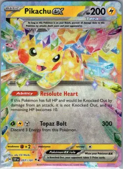 Pikachu ex - 057/191 SV08: Surging Sparks - Pokemon Card - NM - Image 1