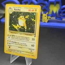 Pokemon Raichu Holo Rare Card 16/130 Base Set 2 WOTC NM-MINT SWIRL - Image 2