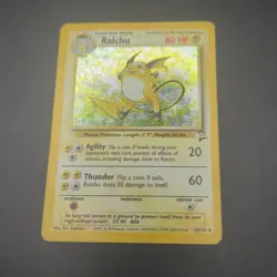 Pokemon Raichu Holo Rare Card 16/130 Base Set 2 WOTC NM-MINT SWIRL - Image 5