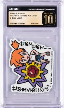 2025 POKEMON TRAINERS PT. 1 B-SIDE LABEL MISTY & STARMIE CGC 10 PERFECT - Image 1