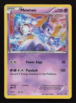 Mewtwo 53/113 Holo Rare Legendary Treasures Vintage Pokemon Cards LP - Image 1