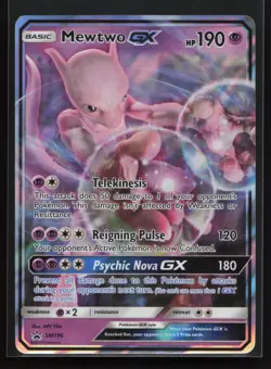 Pokemon TCG Mewtwo GX Black Star Promo Card SM196 NM/M Condition - Image 1