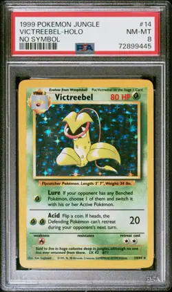 Pokemon TCG Victreebel Jungle 14/64 Holo Unlimited No Symbol Error Psa 8 - Image 1