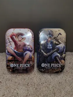 One Piece Card Game Tin Pack Set Vol. 2 Lot of 2 Sealed Mini Tins Promo Included - Image 1