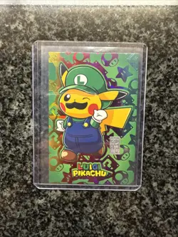Pikachu Luigi Holo Japanese Pokemon Card CUSTOM W/1gram Silver Bar - Image 1