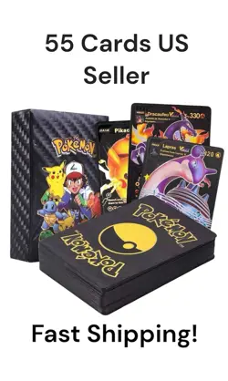 New Foil Black PACK 55 CARDS TCG GX Vmax GX Card Charizard Rare Pokemon Card - Image 1