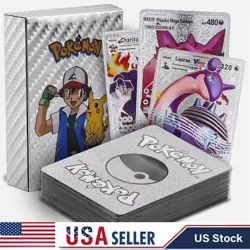 New Foil SILVER PACK 55 CARDS TCG GX Vmax GX Card Charizard Rare Pokemon - Image 2