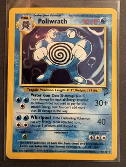 Poliwrath Base Set 2 Holo Rare Pokemon TCG Card 15/130 MP-VG - Image 1