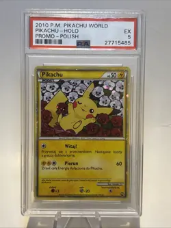 Pokemon TCG Pikachu World Promo Polish PSA 5 EX - Image 1